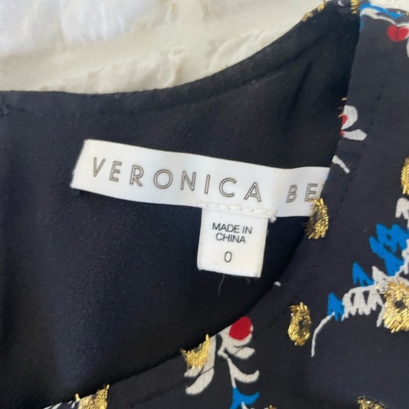 Veronica Beard Black Floral Metallic Long Sleeve Dress - Picture 9 of 14